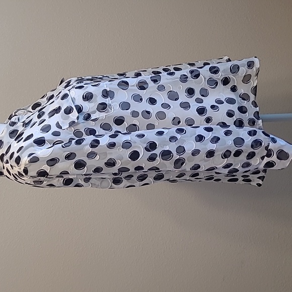 Sheer Long  Sleeve Blouse Navy White 12P - Picture 2 of 6